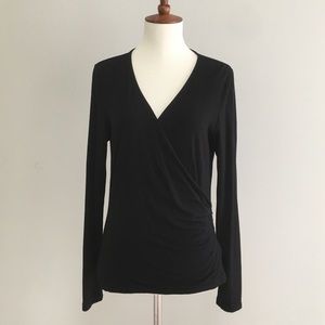 Lauren Ralph Lauren Wrap Front Black Top Small